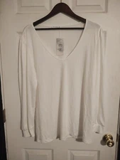 New Ladies White Long Sleeve V-neck Blouse Shirt size XXL by LOLLO VITA 2X