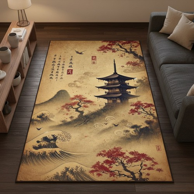 #ad #ad Japaanese Area Rug For Living Room Bedroom Kitchen Washable Non slip Floor Mat $157.60
