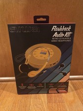 AIWA Flashback Audio Kit Retro CD Player And Wired Headphones NIB Yellow 