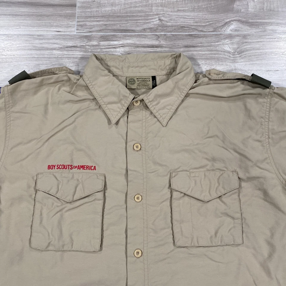 Boy Scouts Uniform Shirt Size Adult XL Short Sleeve Tan BSA Official - Image 2 of 4