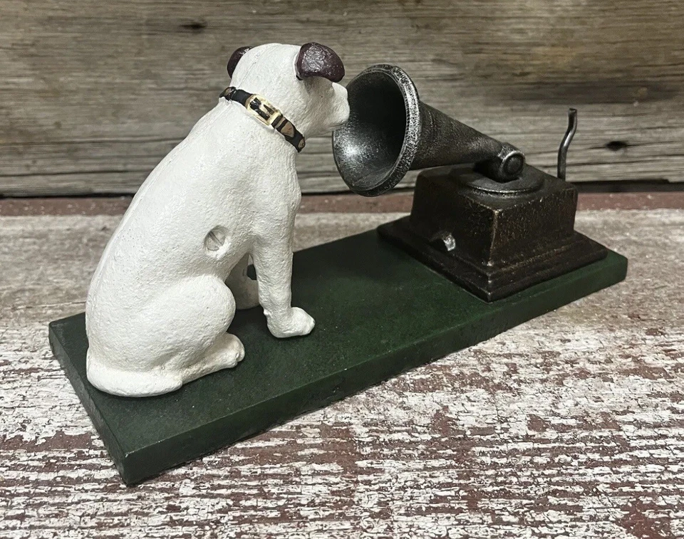 Cast Iron Nipper Dog Figurine on Green Base, Rogers Foundry, Birmingham - Image 3 of 4