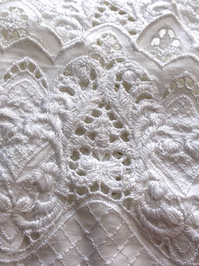 Vintage Cannon King Flat Sheet White Cotton Embroidery Lace Trim 6 Inch Romantic