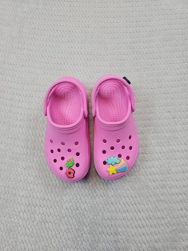 Croc Shoes Child Size 12 Pink Platform Slip On - Picture 2 of 10