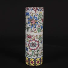 Chinese Old Porcelain White glazed enamel round pen holder vase