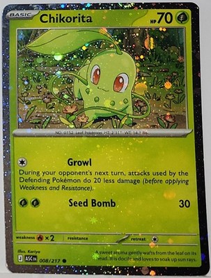 Swirl   Chikorita 008/217 Cosmos Holo Heavily Bleed Error Rare Pokémon   10