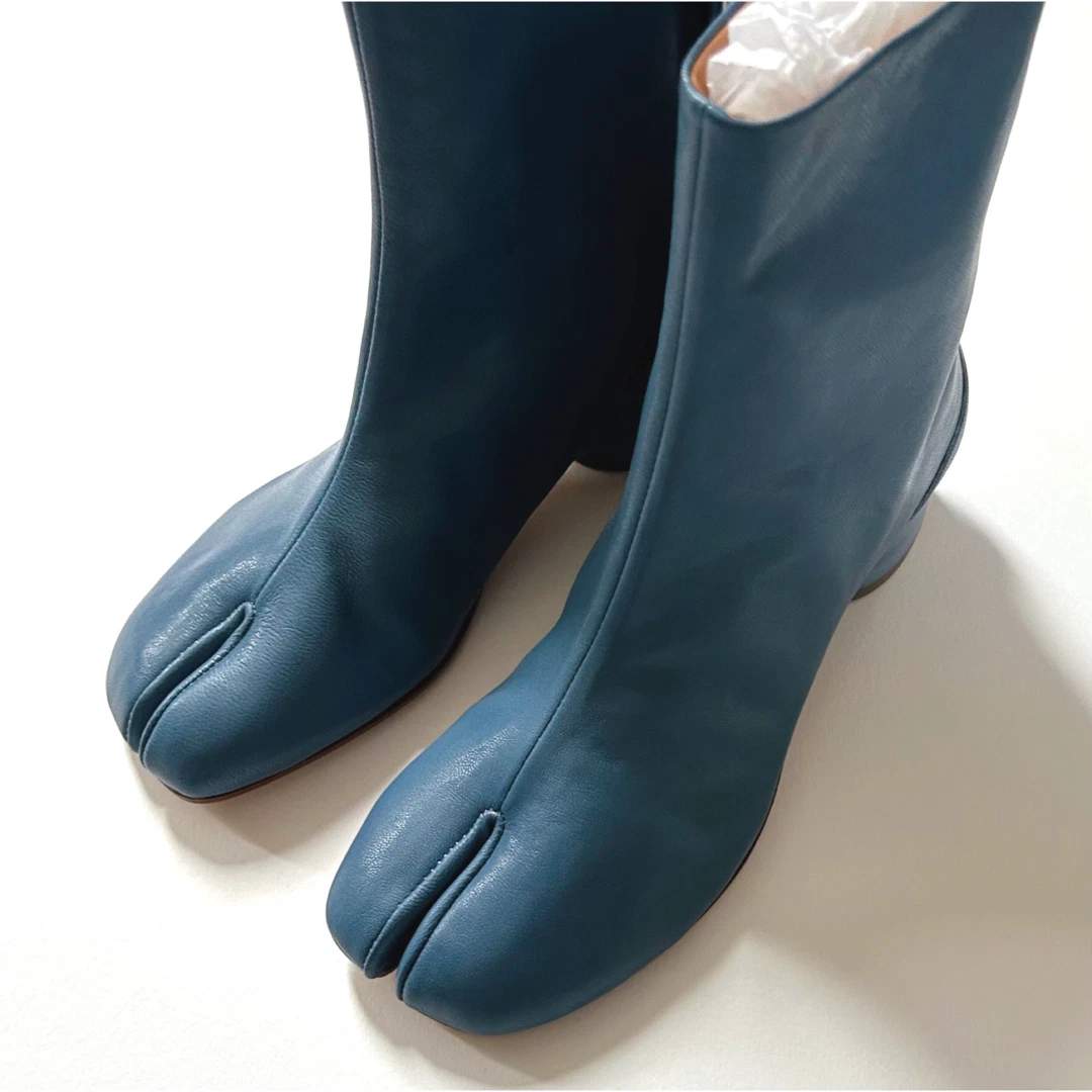 Maison Margiela Tabi Boots Blue Vintage Leather EU37/US7 3cm Heel New Unused