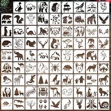 80 Pcs 3 x 3 Inch Stencils for Painting on Wood, Reusable Farm  Plastic Animal