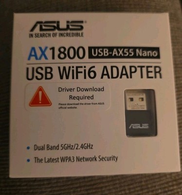 New Open Box ASUS Dual-Band Wi-Fi AX1800 USB-AX56 Nano USB Network Adapter 
