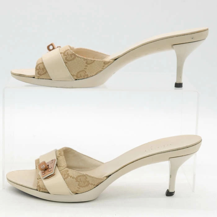GUCCI GG Pattern Mule Brand Sandals Shoes Made in Italy Women's Size 34 Beige GU thumbnail 8