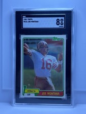 1981 Topps, Joe, Montana rookie card SGC8 card # 216. rookie card picture