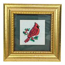 Red Cardinal Bird On Pine Tree Finished Mini ...