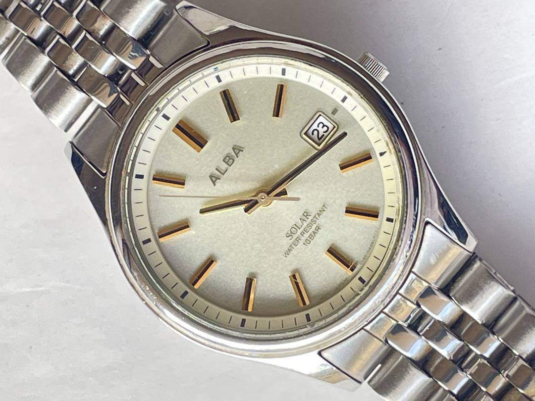SEIKO ALBA Solar V147-0AJ0 Mens Quartz Watch Silver Dial SEIKO ALBA Solar V147-0AJ0 Mens Quartz Watch Silver Dial