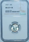 1937 P NGC MS67+FB Full Bands Mercury Dime