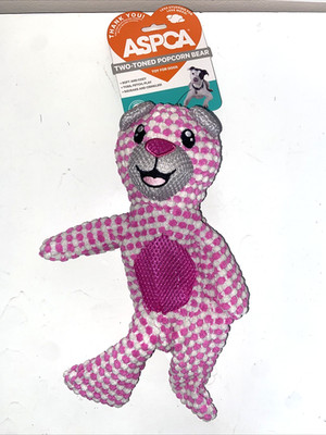 ASPCA Pink The Bow Wow Pet Two Tone Popcorn Bear Clinker & Squeaky Dog Toy 12''
