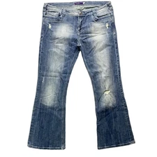 VIGOSS Womens Jeans 17 Blue Distressed Bootcut Embellished Back Pockets