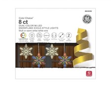 GE Color Choice 8ct, 8-in-1 Dual Color 96 LED Snowflake Icicle-Style Multi/White