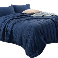ANNA.Z HOME Queen Quilt Set, 3 Pieces Lightweight - Navy Blue Queen Set AZ001