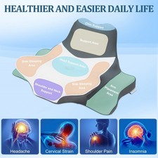 Cervical Pillow for Neck Pain Relief, Orthopedic 6-Zone Support Pillow for Side