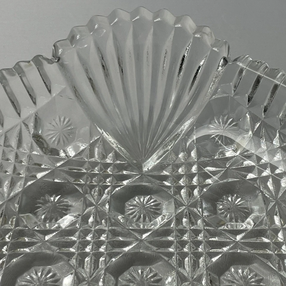 "Plato cuadrado para servir vintage Hoya Crystal Cordial Glass Collection 9,5"" usado en excelente estado" Foto 3 de 4