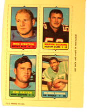Mike Stratton */Rushing */ Brannan */ Keyes 1969 Topps Four-in-One Inserts #55