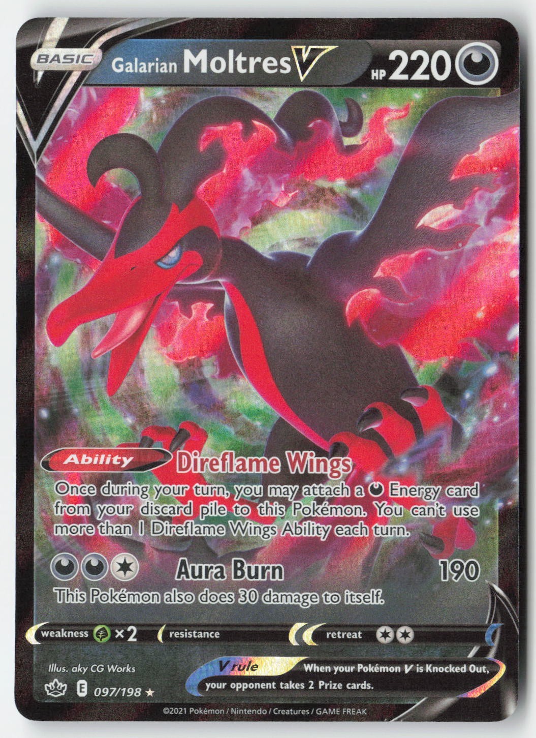 Pokemon - Galarian Moltres V #97/198 Holo - Chilling Reign