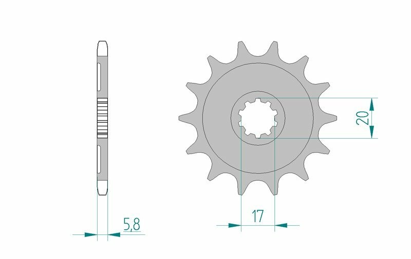 Pignon AFAM 24304 en acier pas 520 à 14 dents pour moto