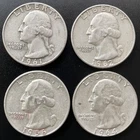 Lot of 4 Silver Washington Quarters - 90% Silver - FREE SHIPPING