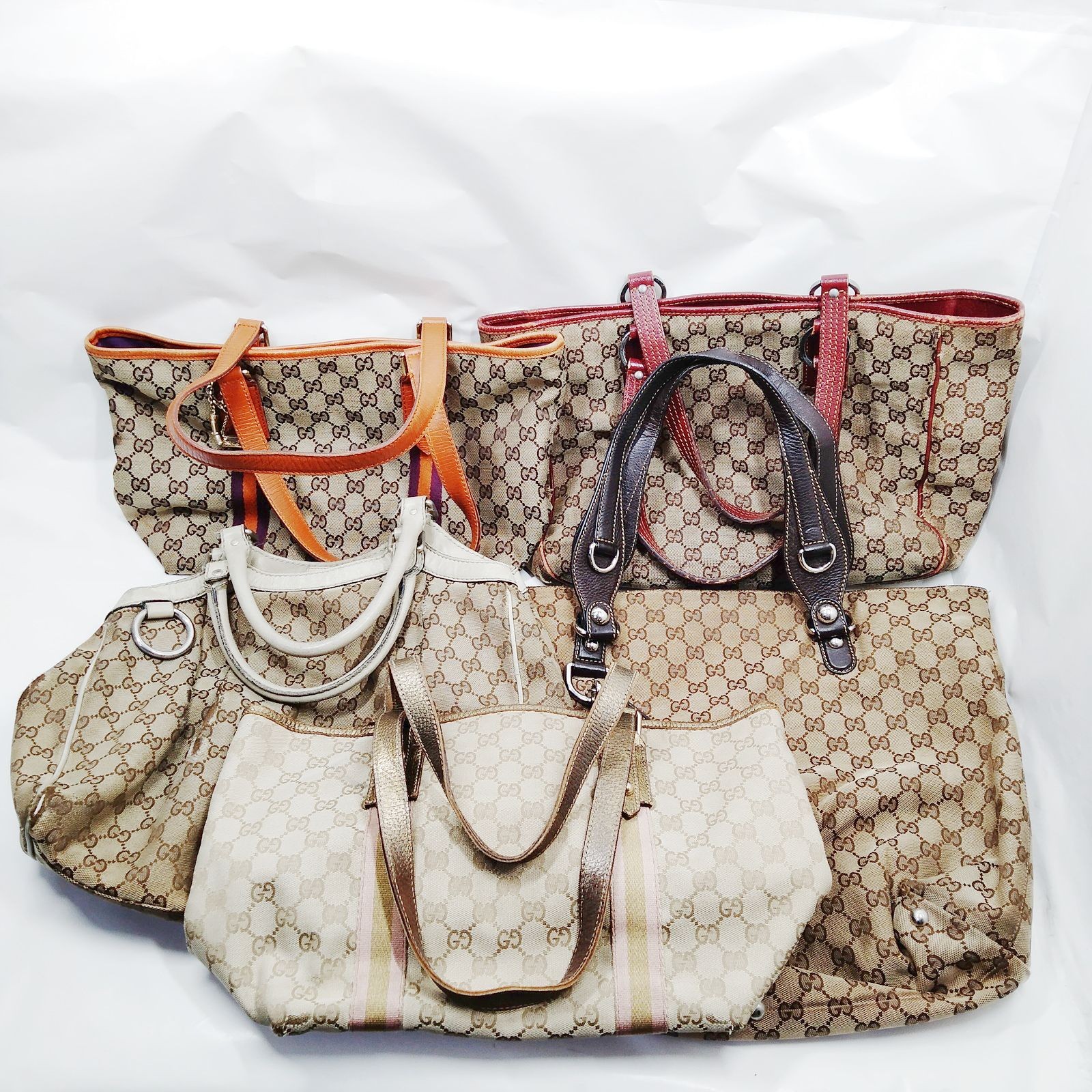 Gucci Brown Canvas Handbag 5-Piece Set 4604278