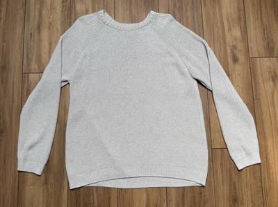 ZARA Herren Pullover | Größe L | Hellgrau/Weiß | 100% Baumwolle