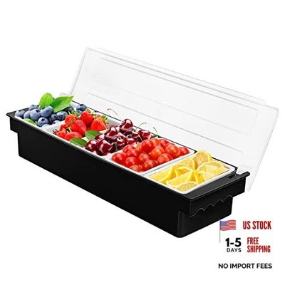 5 Compartment Plastic Dispenser Fruit Veggie Condiment White,Transparent,Coffee