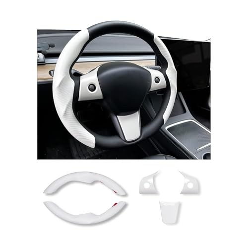 Carbon Fiber Steering Wheel Cover & ABS Wrap Kit for Tesla Model 3 / Y Acces