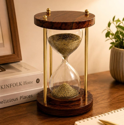 Pyrite Sand wooden Clock Timer Hourglass 6x 2.5 Inch for Home Office Study Table