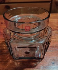 Mid-Century Dartington Hexagonal Glass Candle Holder / Vase Frank Thrower FT88