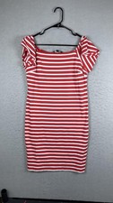 Lauren Ralph Lauren Dress Womens Small Red White Striped Off Shoulder Casual