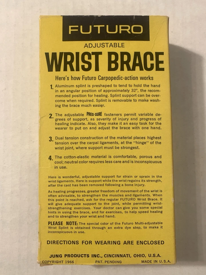 Muñequera ajustable Futuro vintage años 60 mano izquierda pequeña férula contorneada 33L Foto 4 de 4