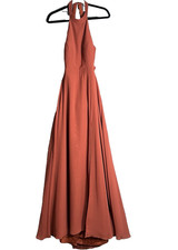 Azazie Clarice Terracotta A-Line Halter Dress Criss-Cross Straps Size A12 Flowy