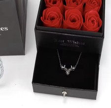 Birthday, Mom, Wife, Girlfriend Jewelry Gift Box with Eternal Rose Necklace
