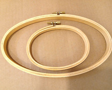 Oval Wood Embroidery Hoops-Lot of 2 Taiwan Screw Closure 3.5x5", 5x9"