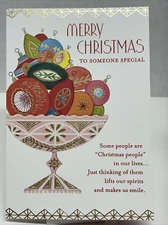 Hallmark Christmas Greeting Card Unused Someone Special Ornaments Red Pink White