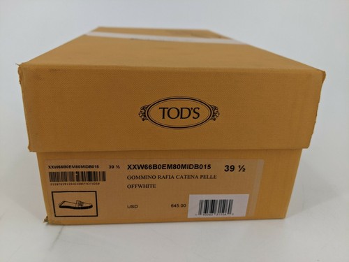 Tod's Womens Slip-Ons Off white Leather w/ Raffia Rubber outsole Size 39.5 / 9.5 - Picture 12 of 12