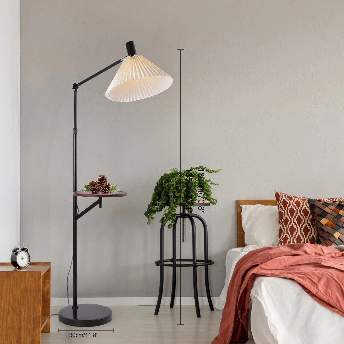 Functional Floor Lamp with 53.1in Tray Table Height Adjustable