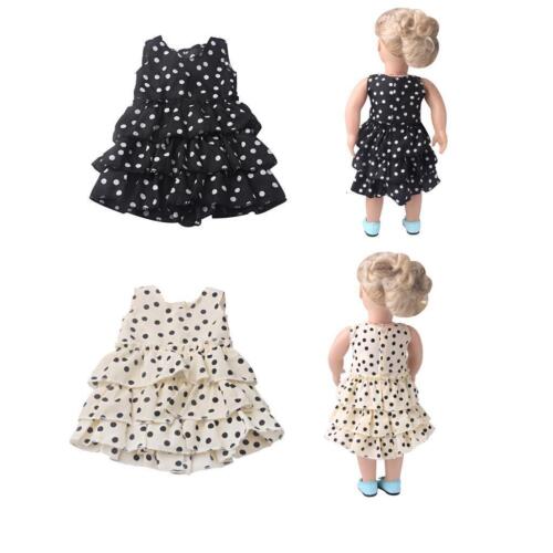 Mode Mädchen Puppenkleid gepunktet ärmellos Partykleid für 18 Zoll amerikanische Puppen - Bild 1 von 7