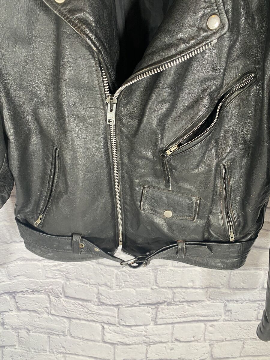 VTG Wilson's Leather Motorcycle Jacket Mens L Black Preowned VTG Wilson's Leather Motorcycle Jacket Mens L Black Preowned