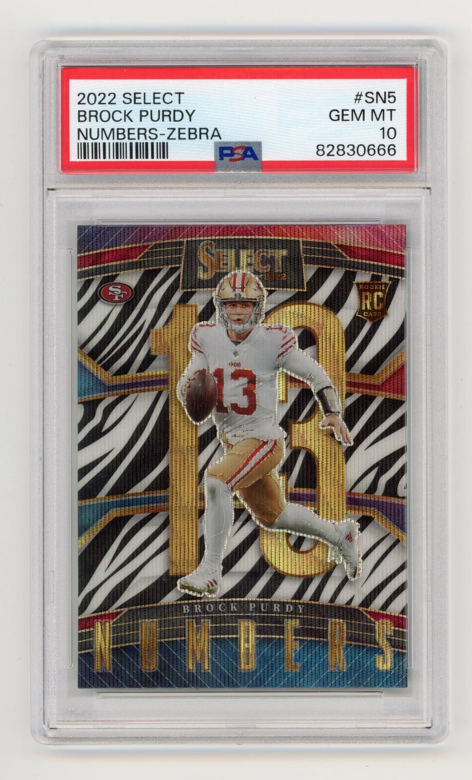 Brock Purdy Panini Select Select Numbers #SN5 Zebra