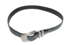GIANNI VERSACE Croco embossed Leather Belt Navy blue Men's size 80 / 32 Vintage