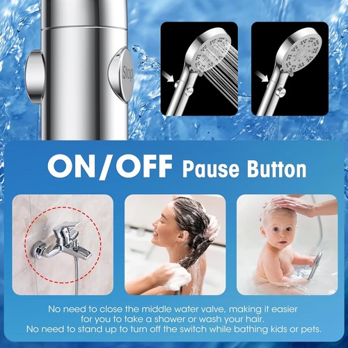 RV Shower Head w/Hose & On Off Switch,High Pressure 7 Mode,Handheld for Trailer - Picture 4 of 7