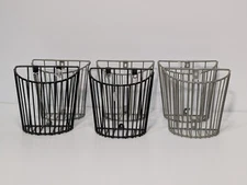 Lot of 6: Assorted Medical Wall-Mount Storage Wire Holder Baskets Black Beige 7"