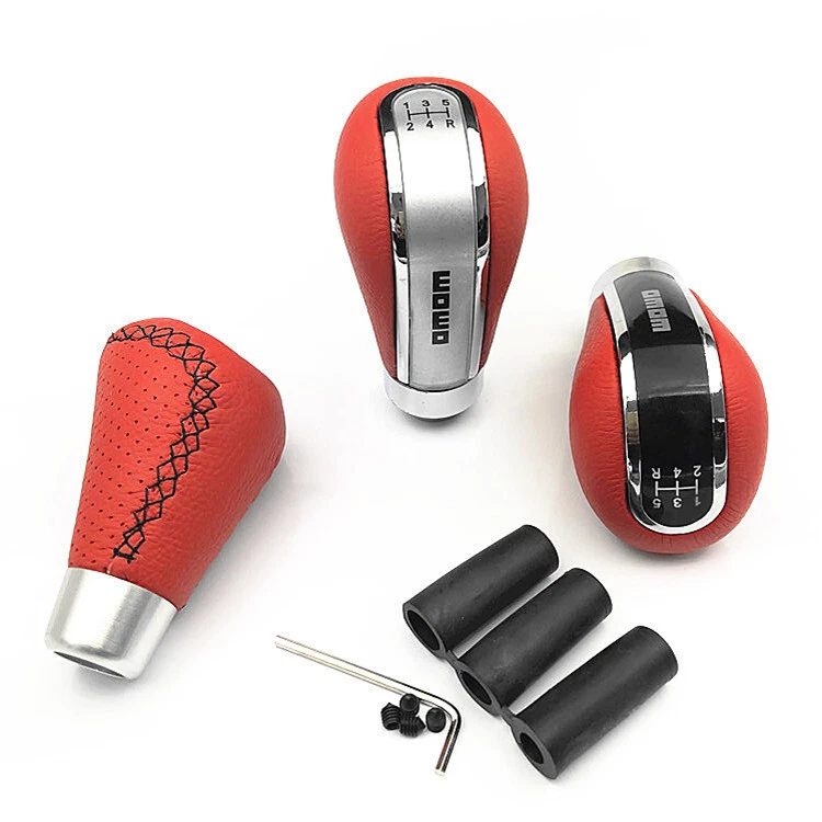 Palanca de cambios manual universal de cuero rojo para automóvil Foto 4 de 4