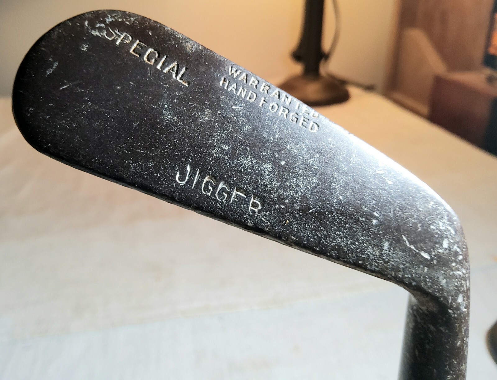 ANTIQUE WARRANTED HAND STEEL SPECIAL JIGGER GOLF CLUB WITH