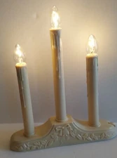 3 Light Electric Candolier Indoor Christmas Candle Lamp Ivory Plastic with Bulbs
